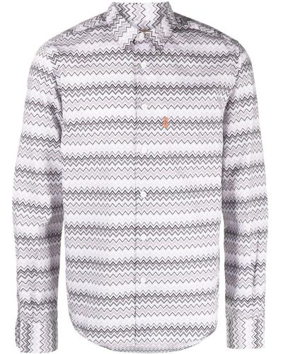 Missoni Zigzag-print Cotton Shirt - Gray