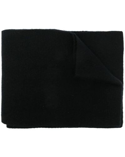 Yves Salomon ロゴパッチ ニットスカーフ - ブラック