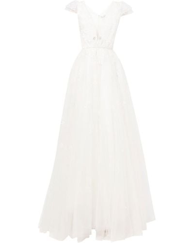Jenny Packham Sequin-embellished Flared Tulle Gown - White