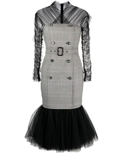 Moschino Tulle-panelling Layered Midi Dress - Black