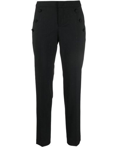 PT Torino Pinstriped-pattern Slim-cut Trousers - Black