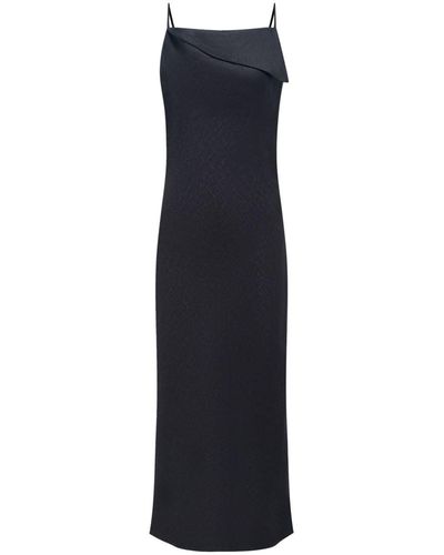 12 STOREEZ Drape-detail Linen Midi Dress - Blue