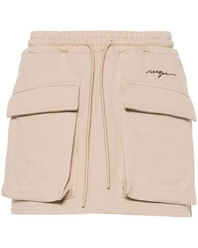MSGM Embroidered-logo Jersey Mini Skirt - Natural