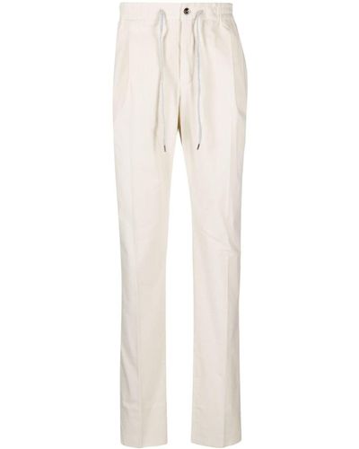 PT Torino Corduroy Straight-leg Cotton Trousers - White