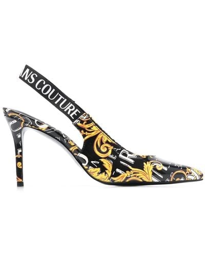 Versace Jeans Couture Logo-print 90mm Slingback Court Shoes - Metallic