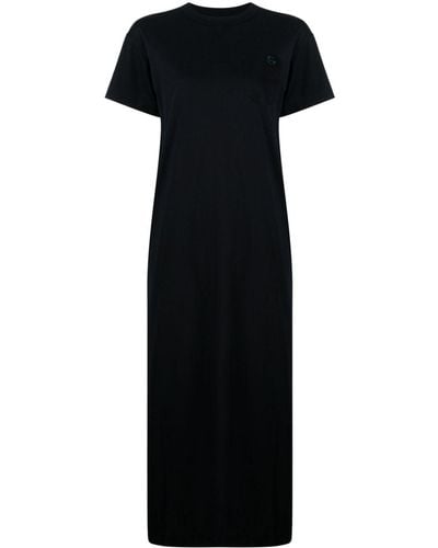 Sacai Monogram-embroidered Cotton T-shirt Dress - Black