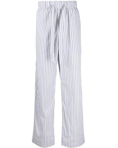 Tekla Striped Organic Cotton Pajama Pants - White