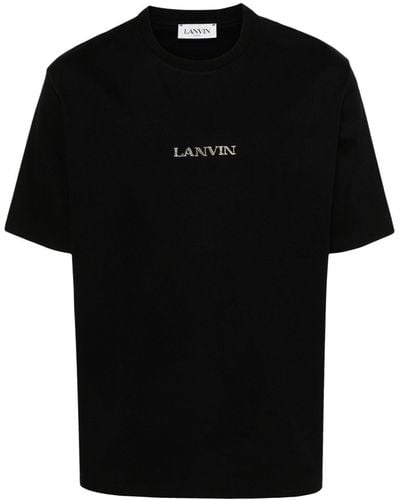 Lanvin Logo-embroidered Cotton T-shirt - Black
