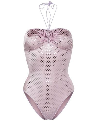Oséree Polka Dot Halterneck Swimsuit - Pink