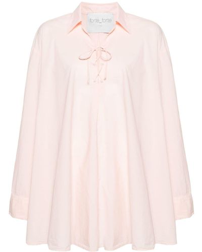 Forte Forte Lace-up Cotton Shirtdress - Pink