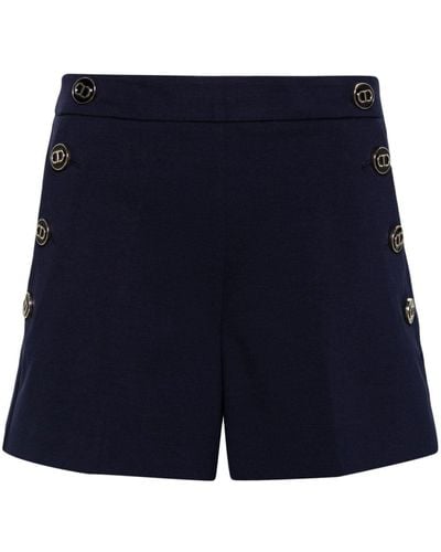 Twin Set Pantalones cortos con logo en relieve - Azul