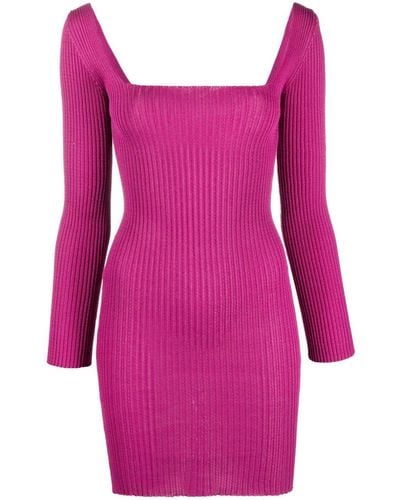 a. roege hove Square-neck Ribbed-knit Mini Dress - Pink