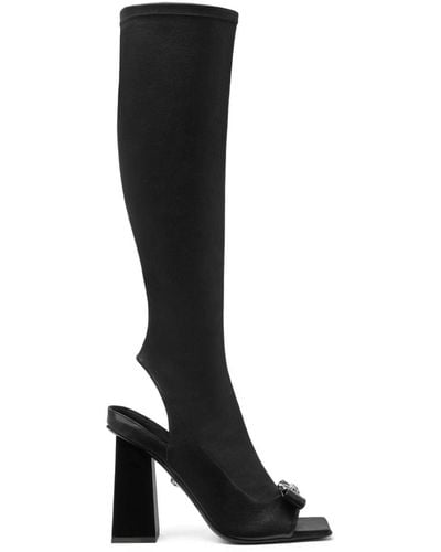 Versace 100mm Medusa-plaque Knee-high Boots - Black