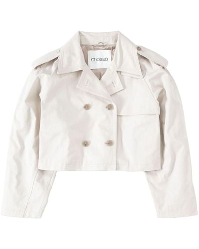 Closed Cropped Double-breasted Trenchcoat - White