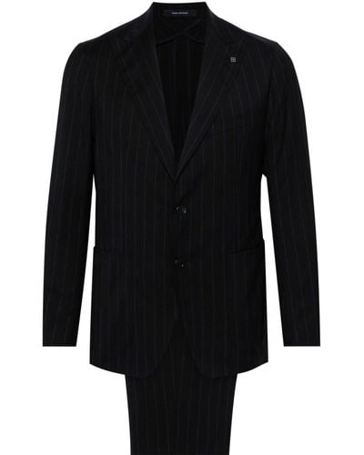 Tagliatore Single-breasted Pinstripe Wool Suit - Black