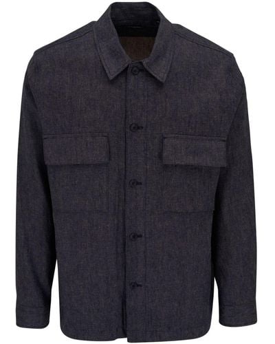 Vince Flap-pocket Cotton-linen Jacket - Blue