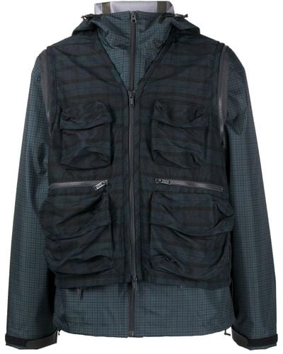 Undercover Check-pattern Zip-fastening Jacket - Green