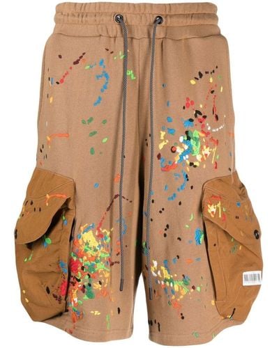 Mostly Heard Rarely Seen Cargo-Shorts mit aufgestickten Farbklecksen - Braun