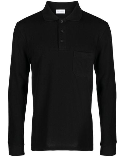 Saint Laurent Logo-embroidered Polo Shirt - Black