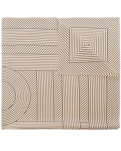 Totême Striped Monogram Print Scarf - Natural
