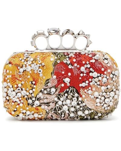 Alexander McQueen Knuckle Crystal-embellished Clutch Bag - White