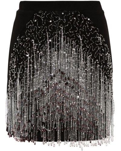 Loulou Tasseled Crepe Miniskirt - Black