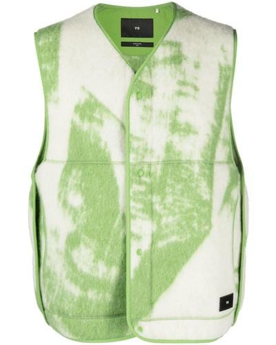Y-3 Graphic-print Felted Vest - Green