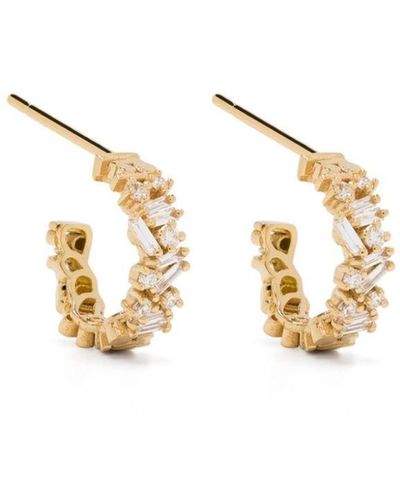 Suzanne Kalan 18kt Yellow Gold Diamond Small Hoop Earrings - Natural