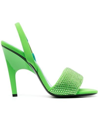 The Attico Crystal-embellished Open-toe Sandals - Green