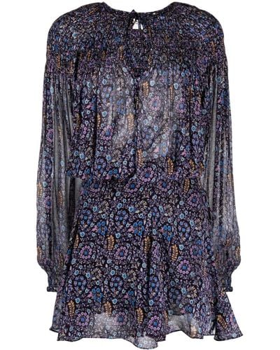 Isabel Marant Mini-jurk Met Bloemenprint - Blauw