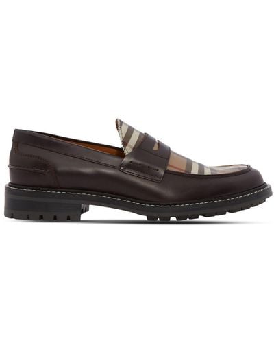 Burberry Vintage Check Leather Loafers - Grey