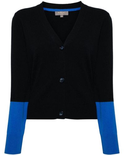 N.Peal Cashmere Colour-block Cashmere Cardigan - Black