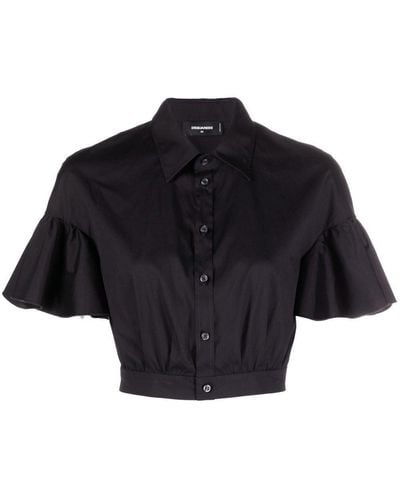 DSquared² Flared-sleeve Cropped Shirt - Blue