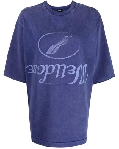 we11done T-shirt en coton à logo imprimé - Bleu