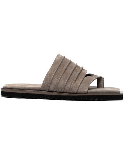 Rick Owens Ribbed Thong Suede Sandals - Brown