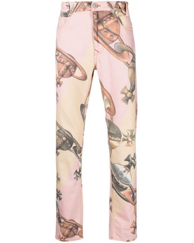 Vivienne Westwood Jean droit à imprimé Orb - Rose