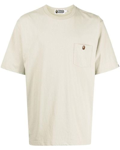A Bathing Ape Logo-patch Cotton T-shirt - Natural