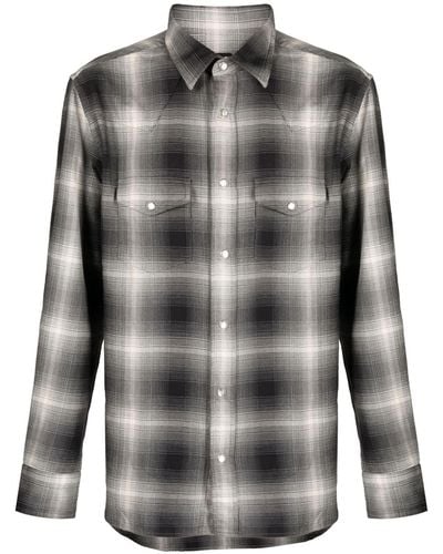 Tom Ford Gradient-effect Check-plaid Shirt - Black