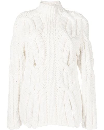 Dion Lee Chunky-knit Front-slits Sweater - White