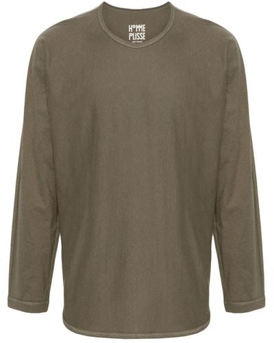 Homme Plissé Issey Miyake Long-sleeve Cotton T-shirt - Green