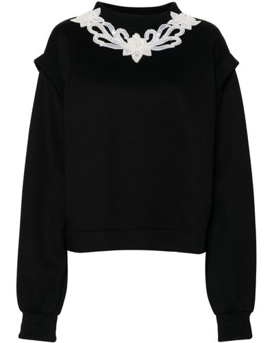 Parlor Bead-detailing Cotton Sweatshirt - Black