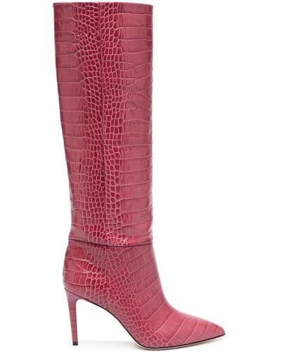 Paris Texas Coco 95mm Crocodile-effect Boots - Red