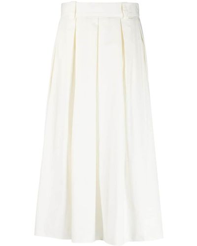 Incotex Box-pleated Cotton Midi Skirt - White