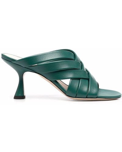 Wandler Louie Crossover-strap Mules - Green