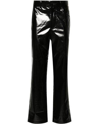 Feng Chen Wang Glossy-finish Seam-detail Trousers - Black