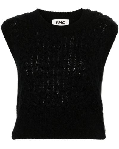 YMC Farrow Cable-knit Vest - Black