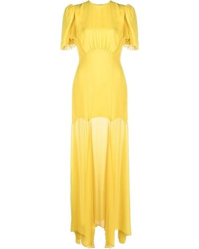 De La Vali Puff-sleeve Evening Dress - Yellow