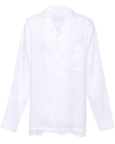 Prada Leinenhemd mit Reverskragen - Weiß