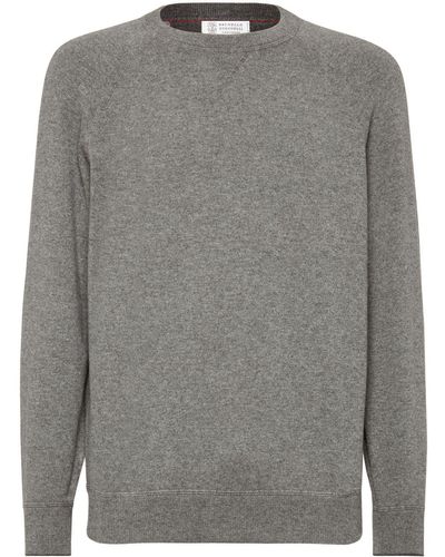 Brunello Cucinelli Crew Neck Cashmere Sweater - Grey