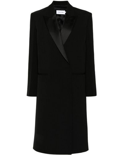 Calvin Klein ノッチドラペル コート - ブラック